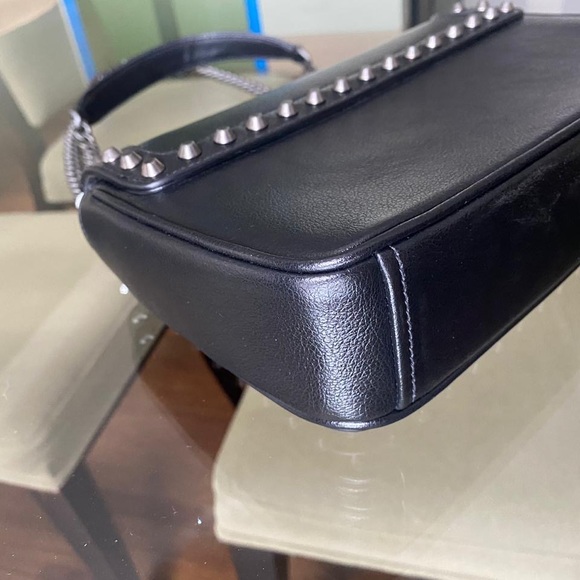 Authentic Prada Chain Flap Bag Studded Glace Calf Small Black - Picture 6 of 15